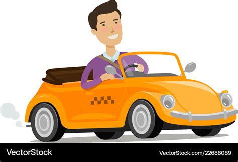 Man driving a car taxi service concept cartoon Vector Image