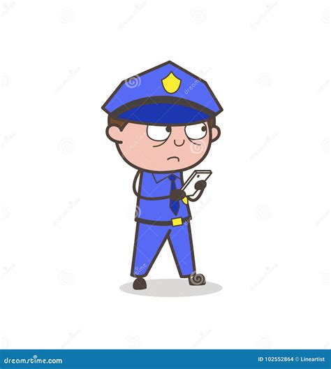 Cartoon Inspector Chatting on Mobile Vector Stock Illustration ...