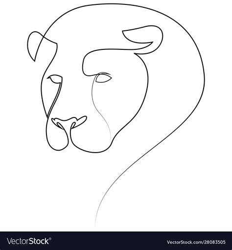 One line design silhouette lion hand drawn Vector Image