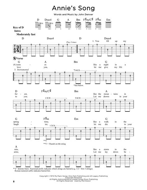 Annie's Song by John Denver - Guitar Lead Sheet - Guitar Instructor