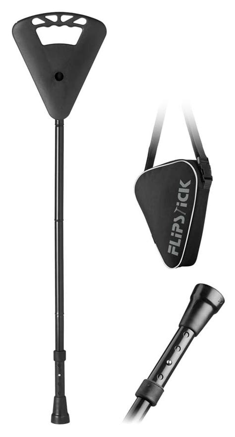 Fold Away Lightweight Adjustable Walking Stick/Cane/Seat from Flipstick - Black - Walmart.com