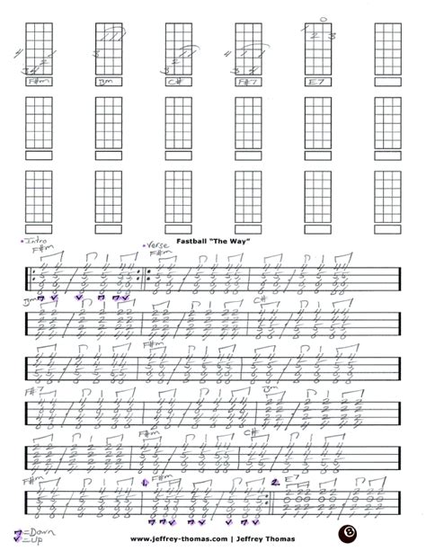 Fastball The Way Free Ukulele Tab by Jeffrey Thomas