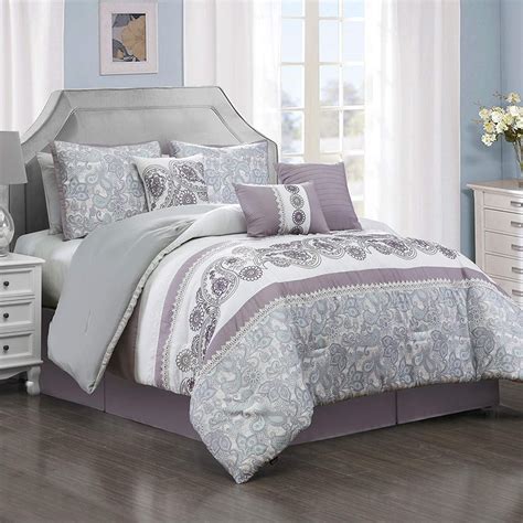 Sapphire Home Luxury 7 Piece Full/Queen Comforter Set with Shams Bed-Skirt Cushions, Classy ...