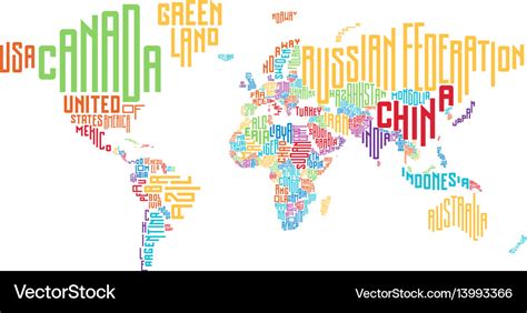 World map made of typographic country names Vector Image