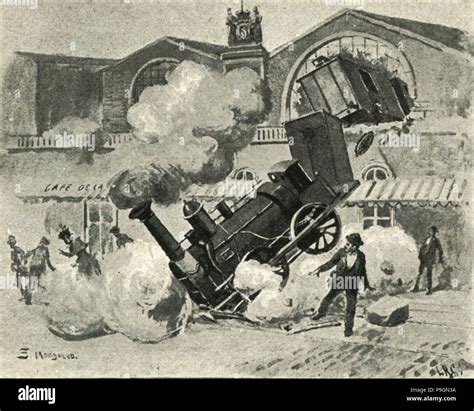 Railroad Accident in Montparnasse station in Paris, entering the train ...