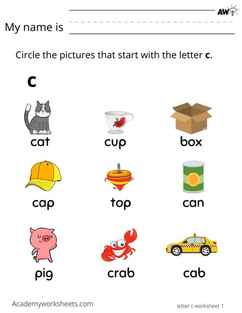 Letter C Phonics Worksheets