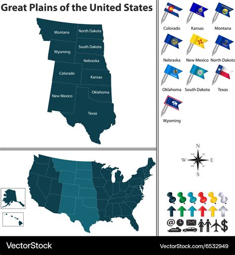 Map of great plains of the united states Vector Image