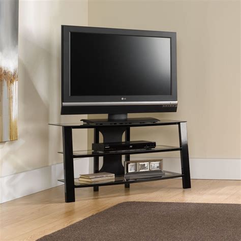 15 The Best Contemporary Black Tv Stands Corner Glass Shelf