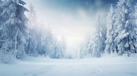 Premium AI Image | snowfall in winter forest beautiful landscape with snow