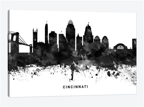 Cincinnati Skyline Black & White Canvas Art ... | WallDecorAddict | iCanvas