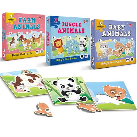 Buy Baby’s First Jigsaw Puzzle Jungle Animals, Farm Animals & Baby Animals (Set of 3) | 45 ...