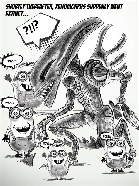 Alien/Minion crossover cartoon by me : r/SciFiArt