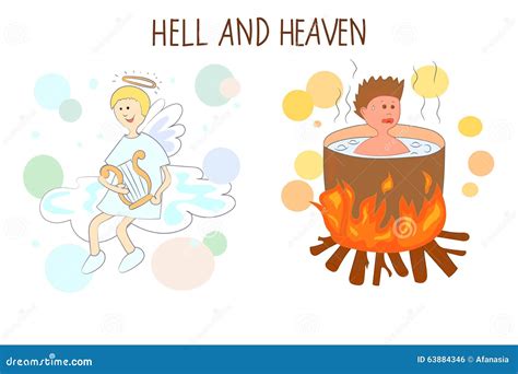 Heaven And Hell Cartoon Vector Illustration. Stock Vector - Image: 63884346