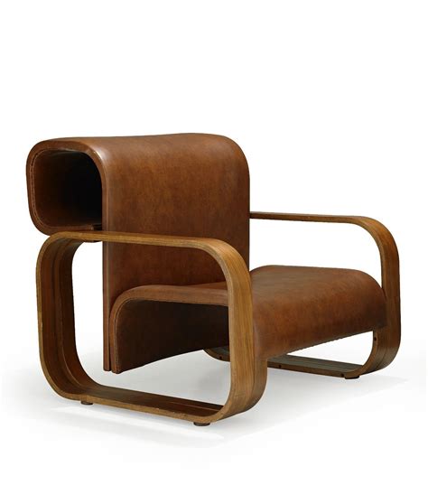 Jan Bocan; Bent Rosewood and Leather Armchair for the Czech Embassy in Stockholm, 1972. Unique ...