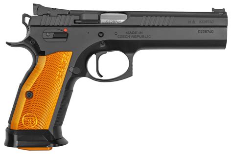 Shop CZ CZ75 Tactical Sports 9mm Pistol with Aluminum Orange Grips for Sale Online | Vance Outdoors