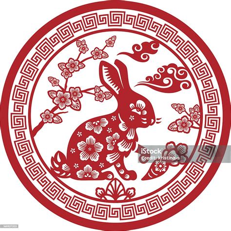 Papercut Chinese Zodiac Sign Rabbit Stock Illustration - Download Image ...