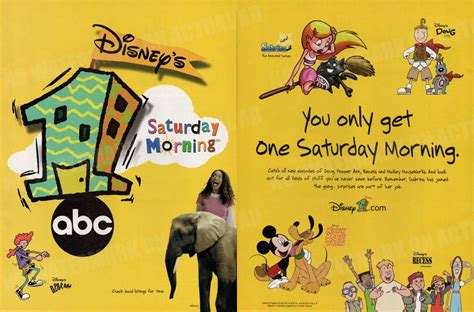 abc Disney's One 1 Saturday Morning 1999 Print Magazine Ad Cartoons ...