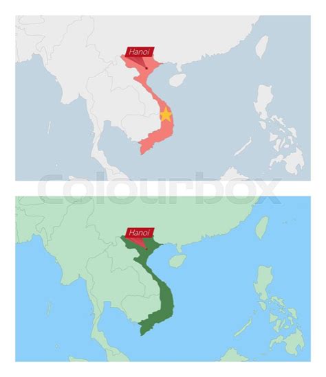 Myanmar map with pin of country capital. Two types of Myanmar map with ...