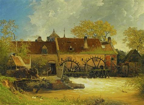 Watermill On The River Painting by Mountain Dreams - Pixels