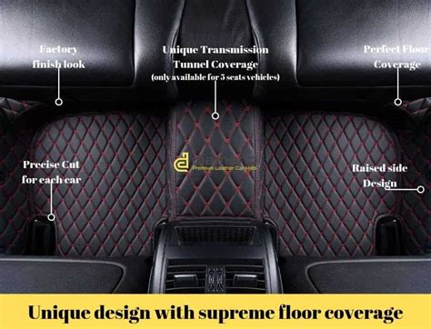 Diamond Car Mats Black and Red Stitching Luxury Car Mats Set - Premium ...