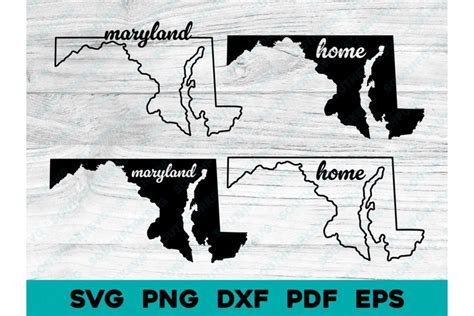 Maryland Home Bundle State Map Shape Outline Silhouette