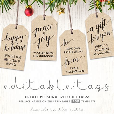 Printable Christmas Gift Tags | Kraft & White | Hands in the Attic