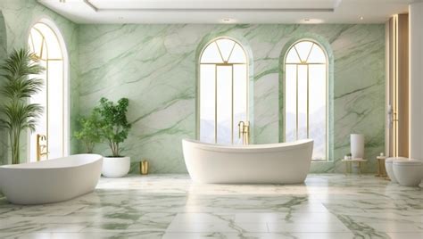 Premium Photo | Luxury bathroom with white marble floor and light green ...