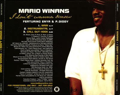 Promo, Import, Retail CD Singles & Albums: Mario Winans - I Don't Wanna Know - (Promo CD Single ...