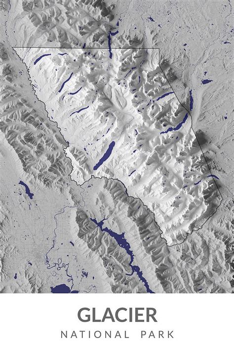 Glacier National Park Ultra Detailed Terrain Map Digital Art by Mappic Maps - Fine Art America