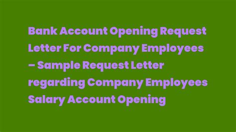 Bank Account Opening Request Letter For Company Employees – Sample Request Letter regarding ...