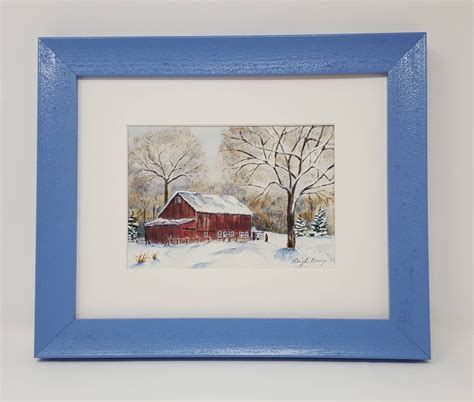 Winter Barn: Red Barn in Snow Snow Scene Painting Winter - Etsy