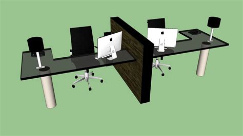 Escritorio doble de oficina - Double office desk 3d model