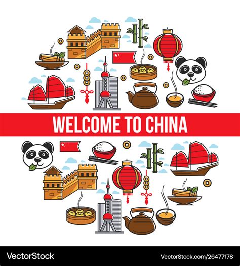 Welcome to china chinese national symbols Vector Image