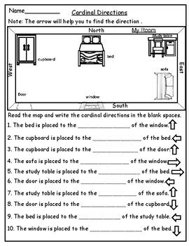 Geography: Map Skill Cardinal Directions Worksheets: by mzat | TPT