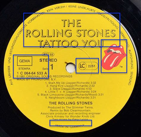 ROLLING STONES Tattoo You Album Cover Gallery & 12" Vinyl LP ...