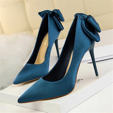 2018 New Heels Bowtie Shoes ladies Wedding Dress Shoes High Heels For ...