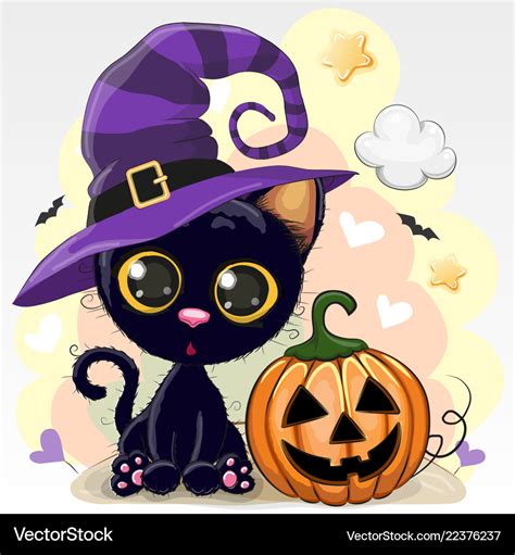 Halloween of cartoon cat with pumpkin Royalty Free Vector