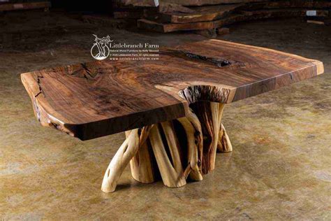 Walnut Wood Coffee Table: Natural Wood Furniture Design - Littlebranch Farm