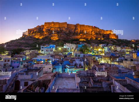 night view of jodhpur and mehrangarh fort in jodhpur Stock Photo - Alamy