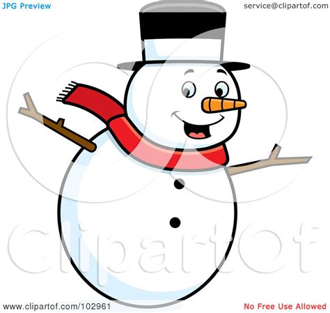 Royalty-Free (RF) Clipart Illustration of a Happy Snowman Holding His ...