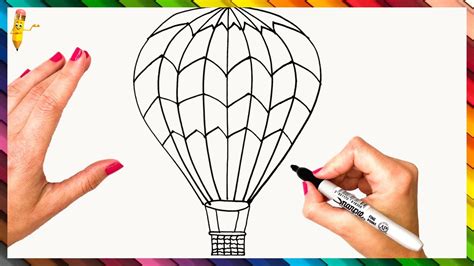 How To Draw An Air Balloon Step By Step 🎈 Hot Air Balloon Drawing Easy ...