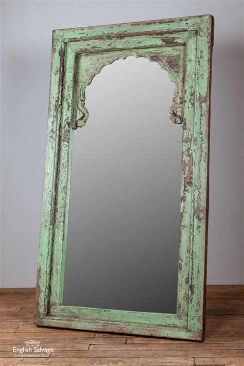 Large pale green painted hardwood wall mirror