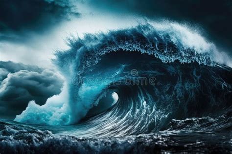 Massive Waves a Perfect Storm Big Waves, or Tsunamis Stock Illustration - Illustration of nature ...