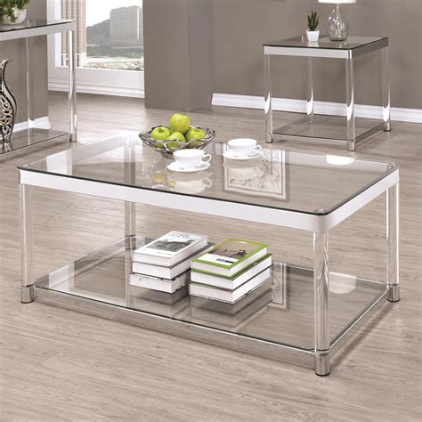 Coaster 72074 Contemporary Glass Top Coffee Table with Acrylic Legs | Value City Furniture ...