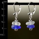 Cobalt with Clear Sea Glass Center Drilled Leverback Earrings - Relish, Inc. Store