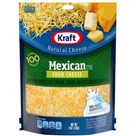 Kraft Mexican Style Four Cheese Blend Shredded Cheese, 8 oz Bag - Walmart.com - Walmart.com