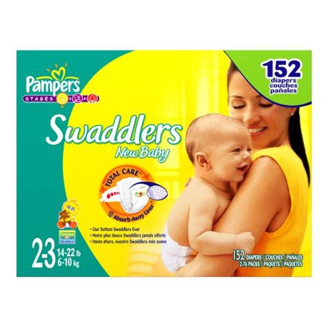 Pampers Swaddlers, Size 2-3 (14-22 Lbs), Economy Plus Pack, 152 Swaddlers