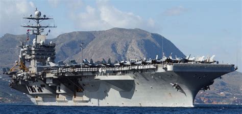 Massive Aircraft Carrier USS Harry S Truman Docks at Souda Bay, Crete ...