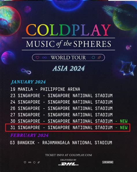 (One) Coldplay Singapore - General Standing - Jan 31, Tickets ...