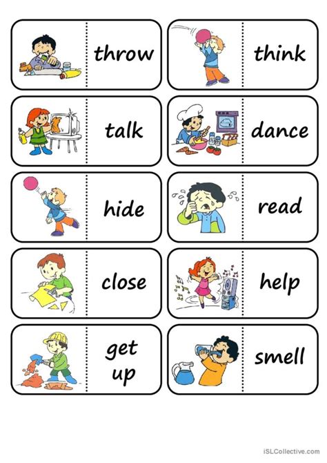 action words domino: English ESL worksheets pdf & doc